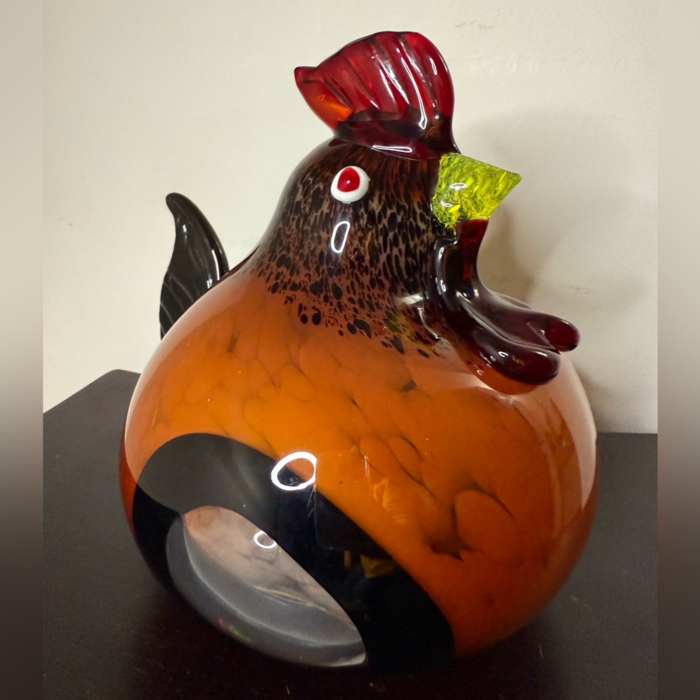 🤩Stunning Vintage Possibly Murano Large Art Glass Chicken / Rooster Sculpture